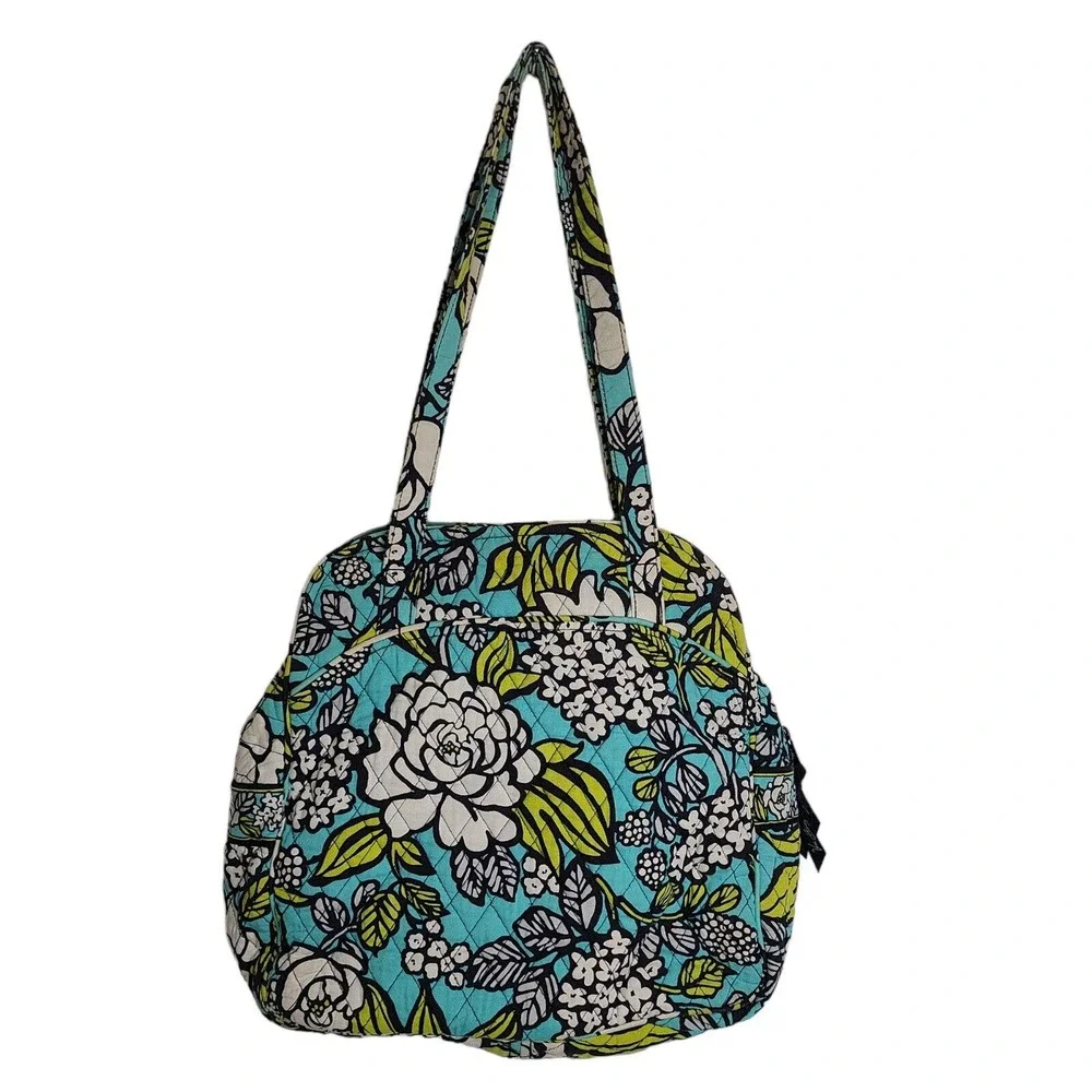 Vera Bradley Island Blooms‎ Quilted Purse Blue Floral Handbag Retired Pattern